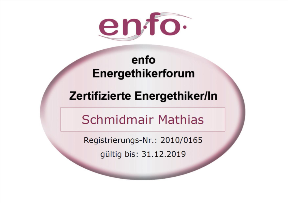 Energethikerforum Zertifikat Schmidmair Hermine
